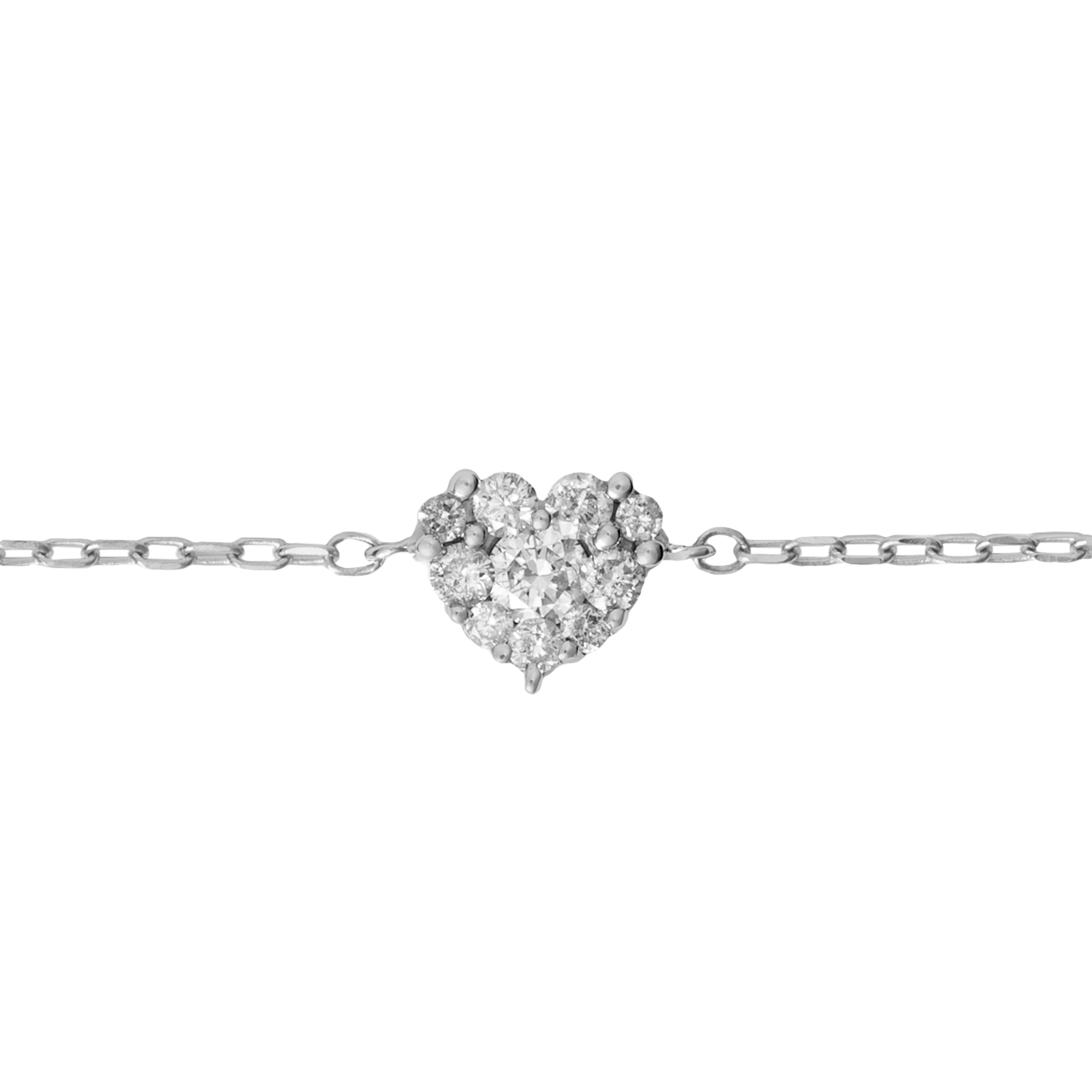 0.24 CT. T.W. Dainty Diamond Heart Bracelet in 18K White Gold
