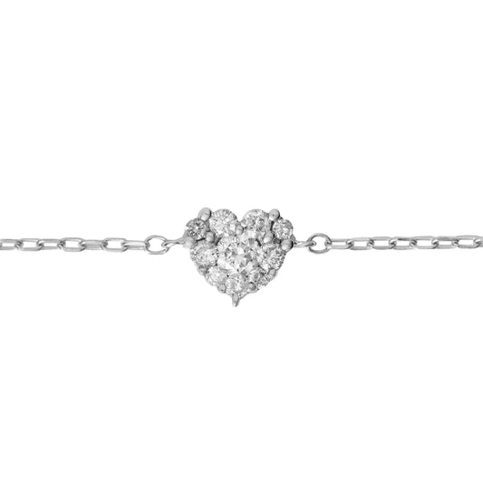 0.24 CT. T.W. Dainty Diamond Heart Bracelet in 18K White Gold
