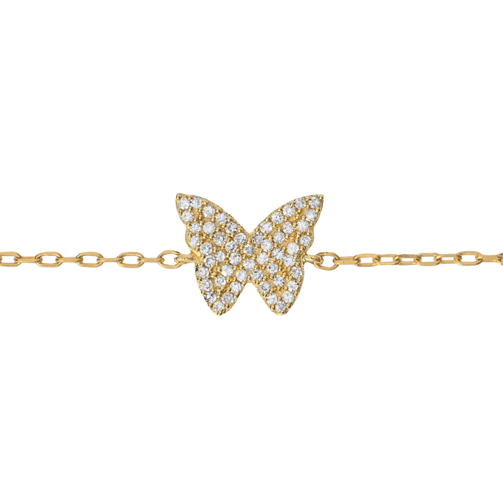 0.12 CT. T.W. Dainty Diamond Butterfly Bracelet in 18K Yellow Gold