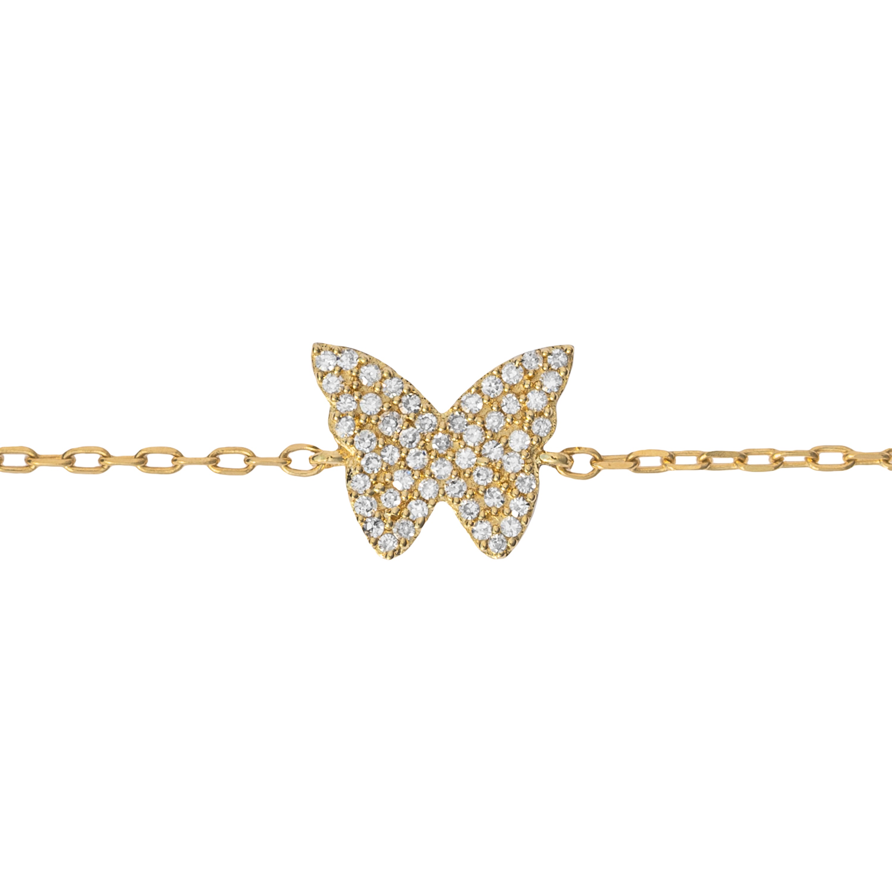 0.12 CT. T.W. Dainty Diamond Butterfly Bracelet in 18K Yellow Gold