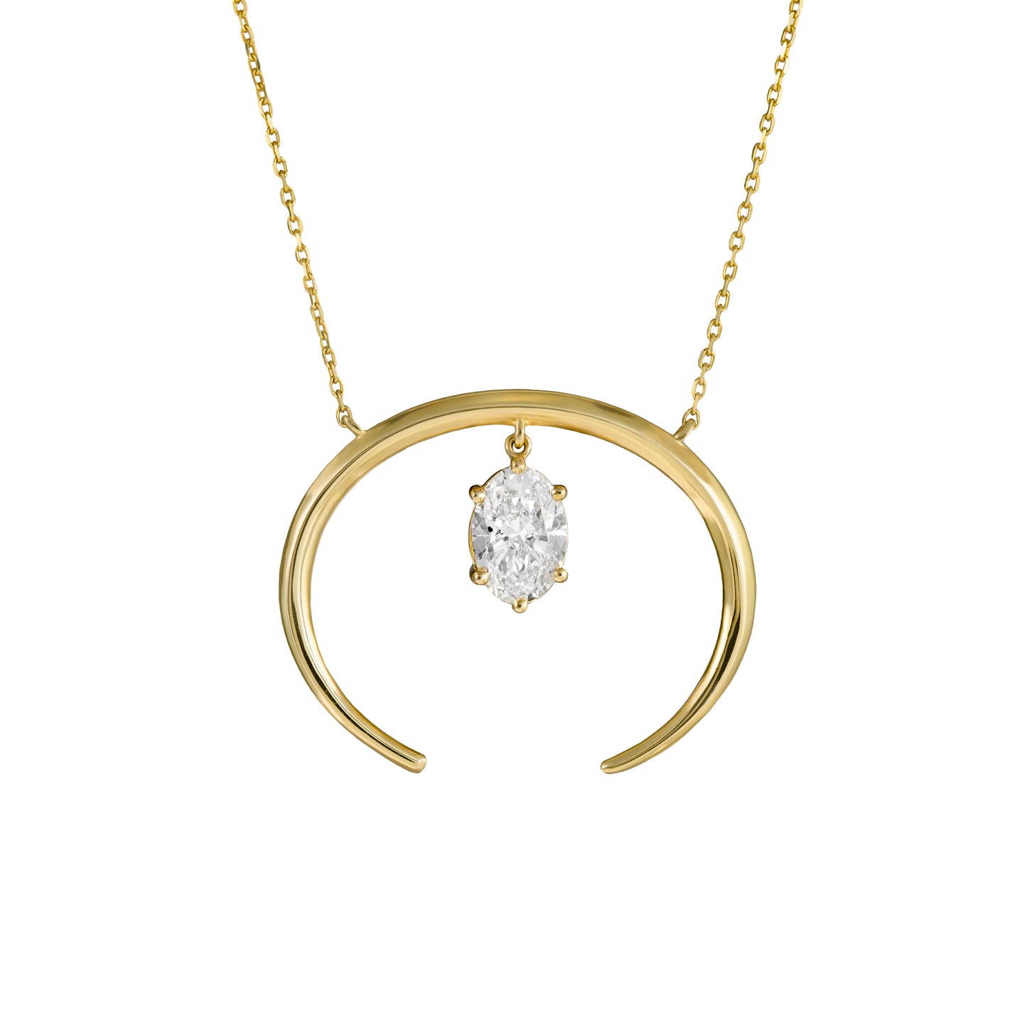 1 CT. Lab Grown Oval Diamond Naja Necklace in 14K Gold