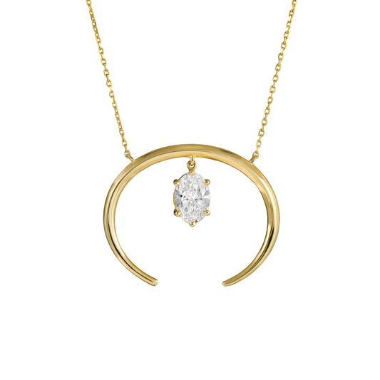 1 CT. Lab Grown Oval Diamond Naja Necklace in 14K Gold