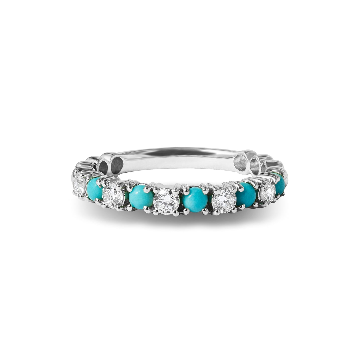 Alternating Lab Grown Diamond & Turquoise Band in 14K Gold