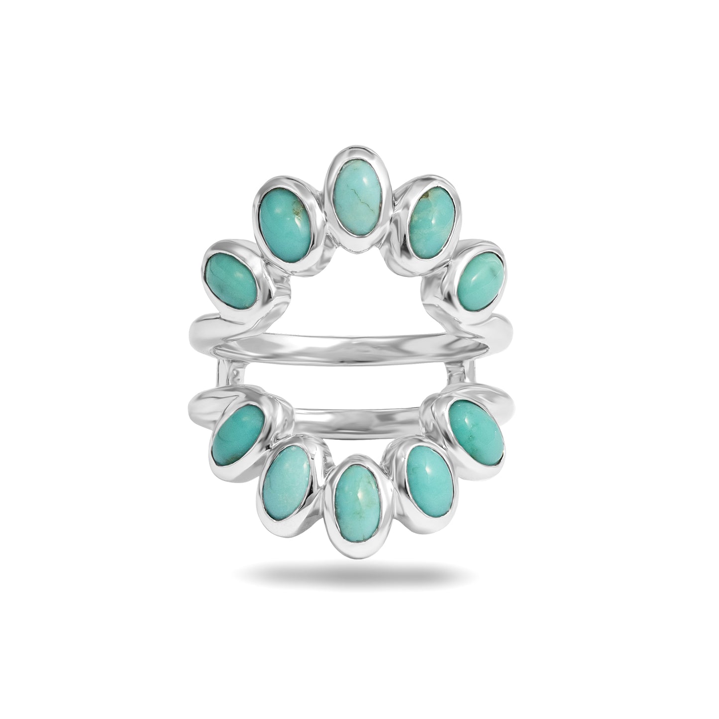 Oval Turquoise 10 stone Guard Ring Enhancer in 14K Gold