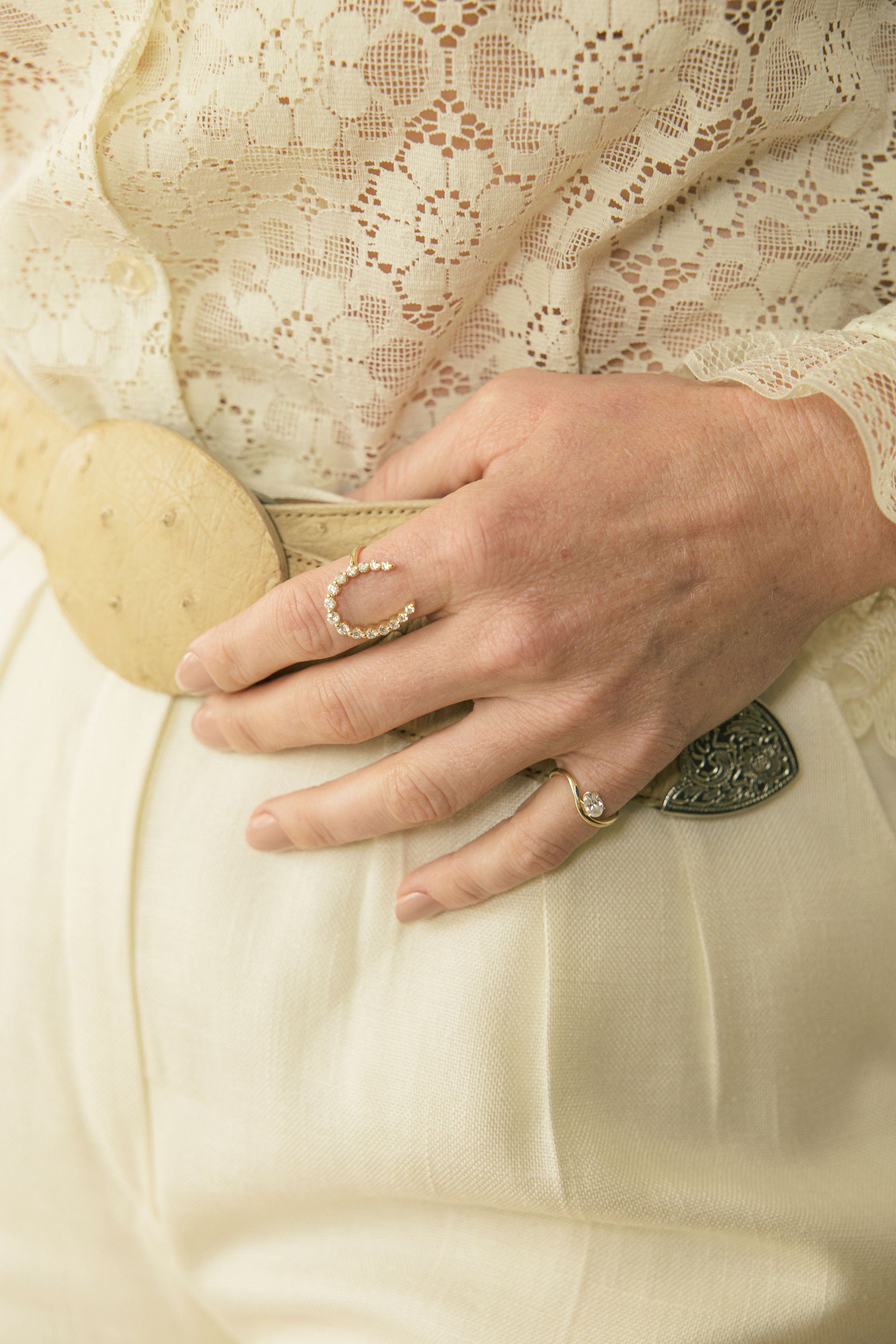 1 CT. T.W. Graduated Lab Grown Diamond Horseshoe Ring in 14K Gold