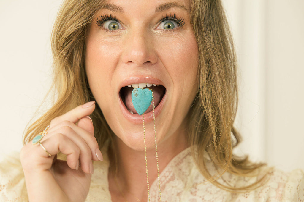 Turquoise Heart Necklace with Diamond Accents