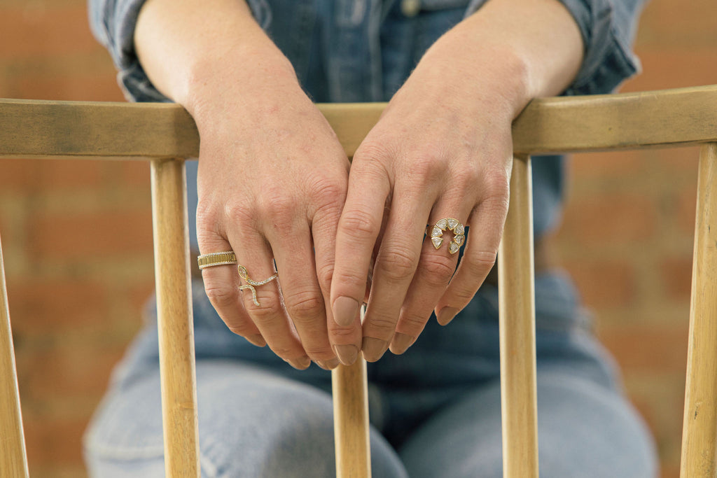 Don't Tread on Me 3/4 CT. T.W. Lab Grown Diamond Snake Ring in 14K Yellow Gold