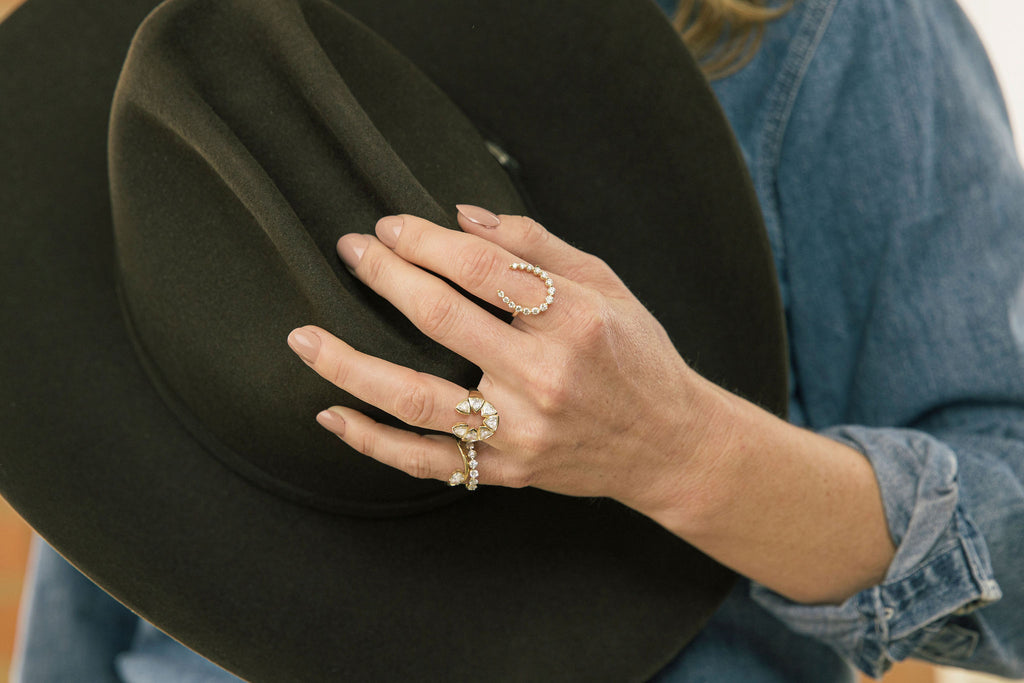 Lab Grown Trillion Diamond Naja Ring in 14K Gold