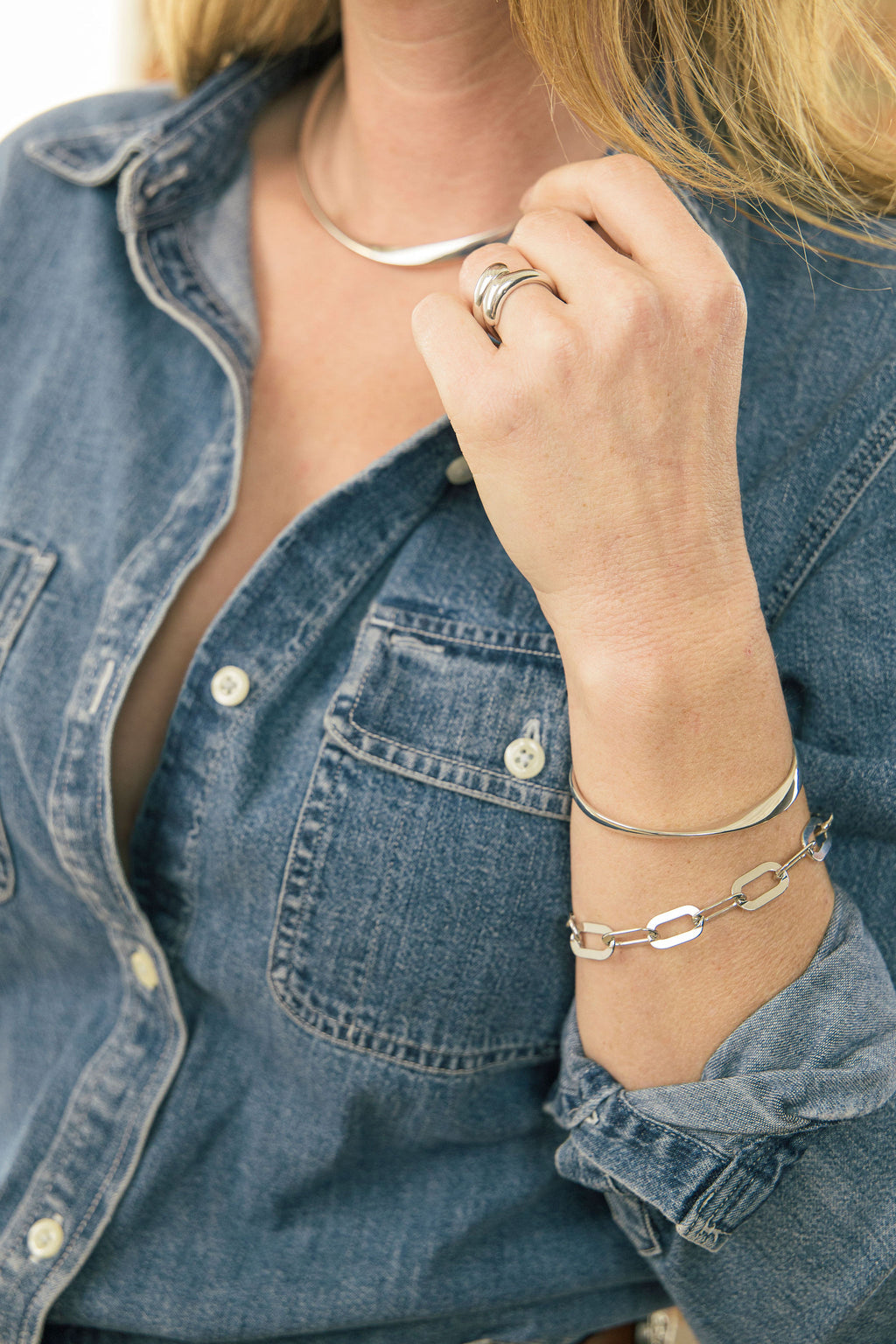 Twisted Silver Bangle Bracelet