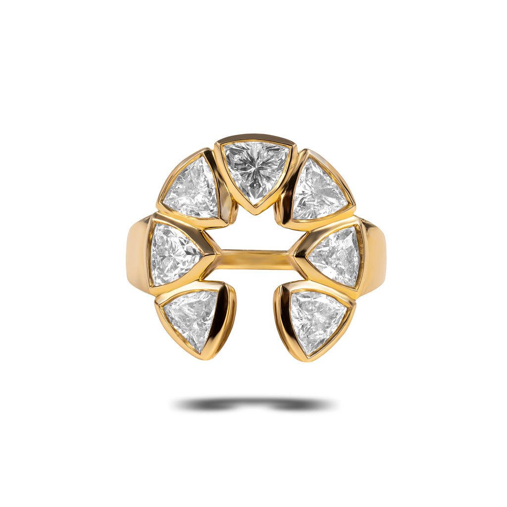 Lab Grown Trillion Diamond Naja Ring in 14K Gold