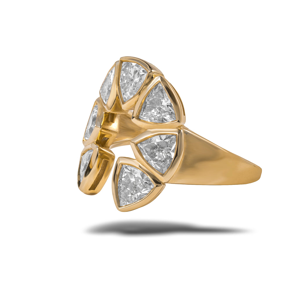 Lab Grown Trillion Diamond Naja Ring in 14K Gold
