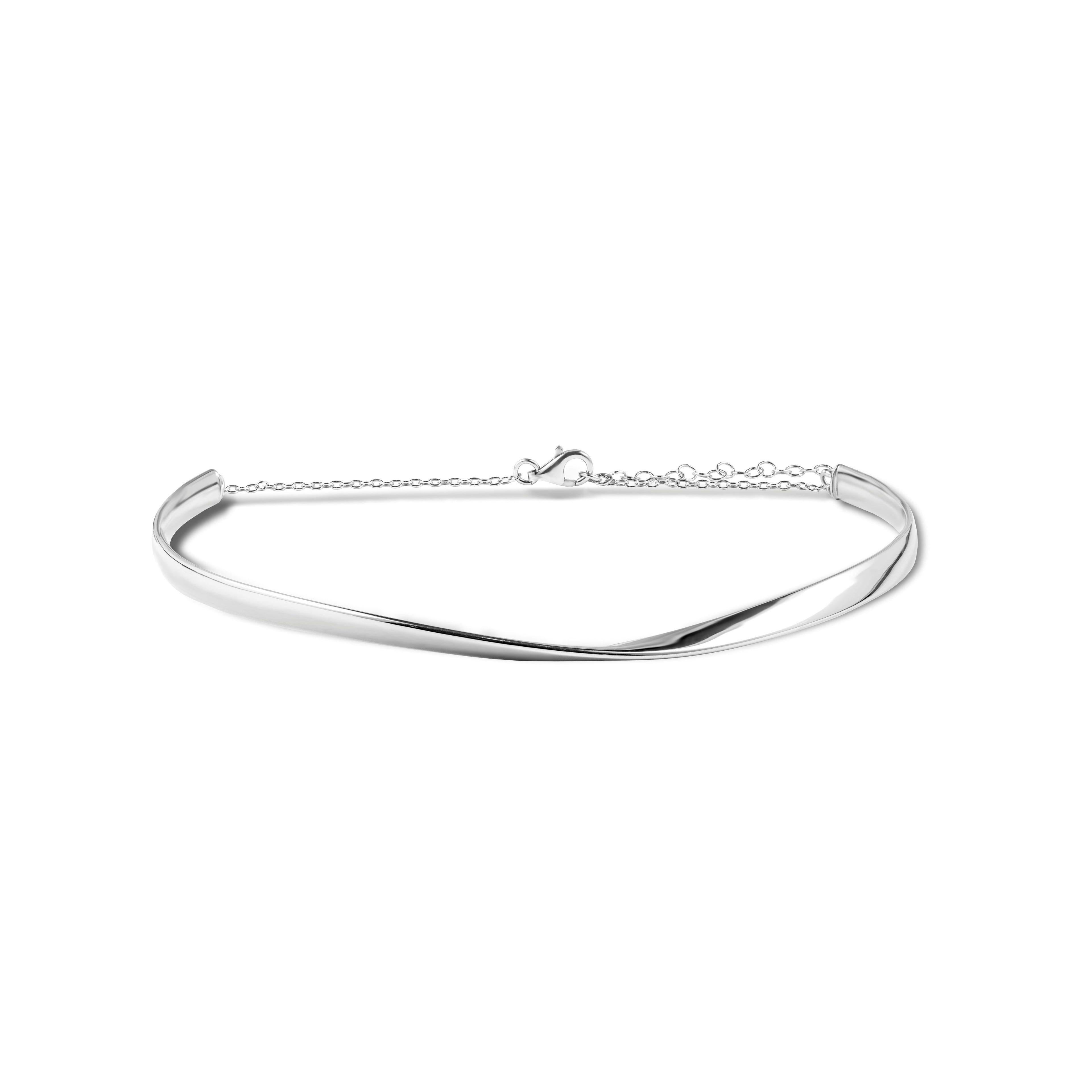 Twisted Silver Collar Necklace