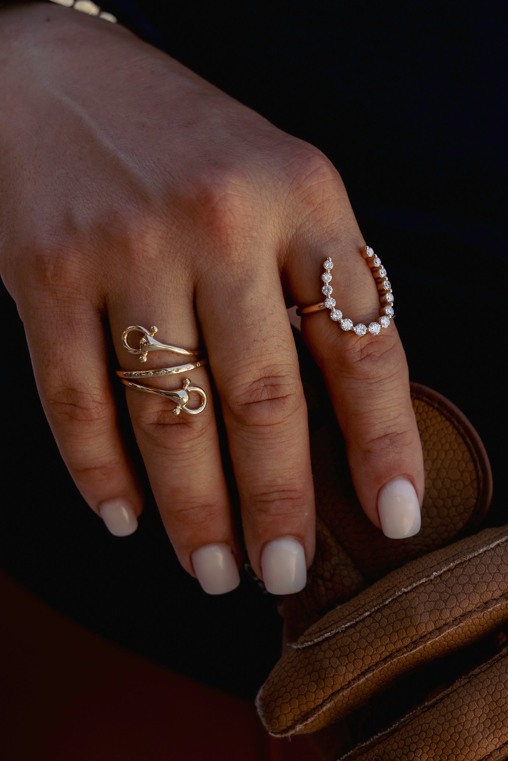 Diamond Accent Snaffle Bit Wrap Ring in 14K Gold