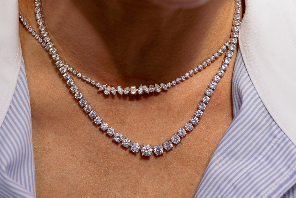 Graduated Lab Grown Diamond Tennis Necklace in 14K Gold
