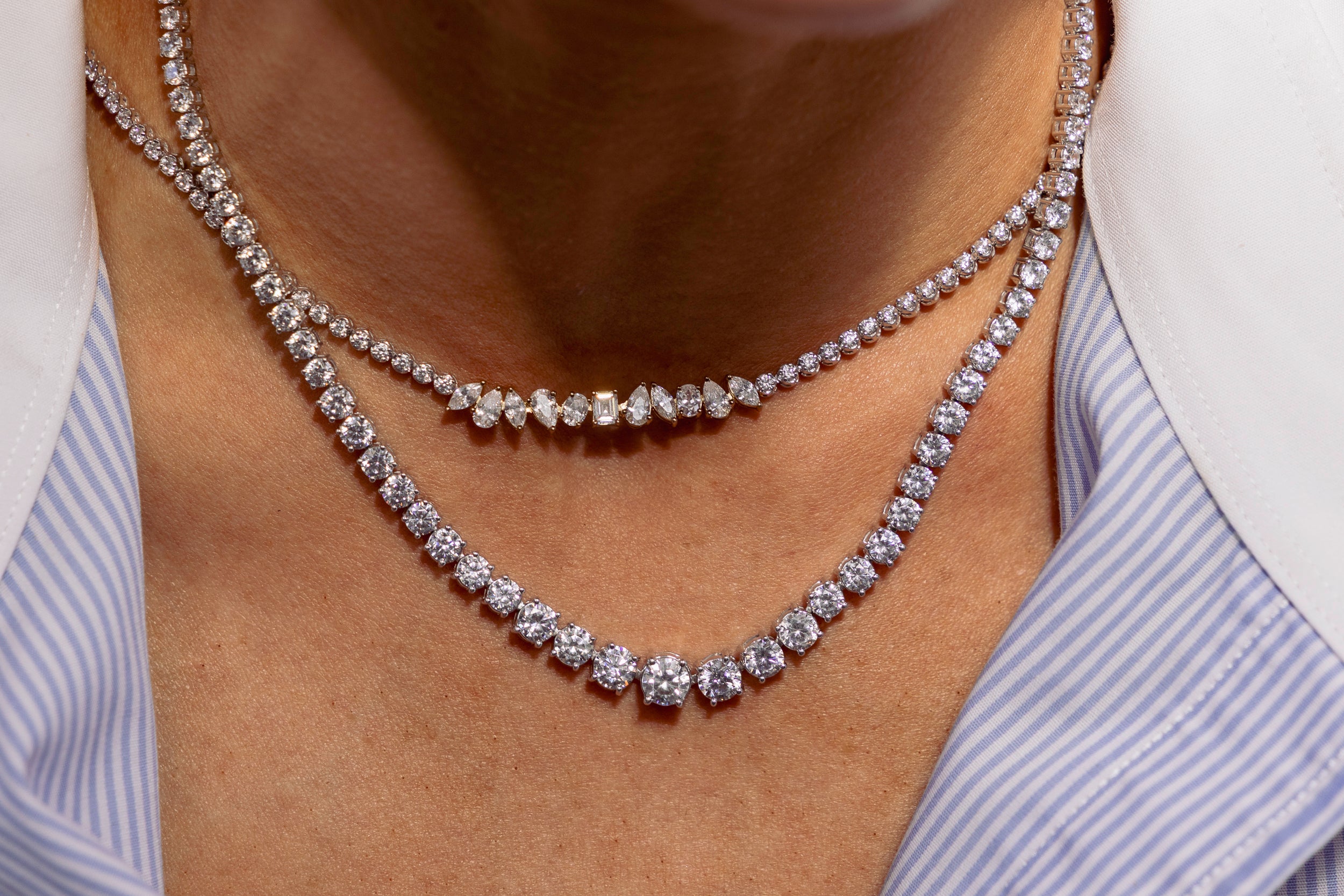 Graduated Lab Grown Diamond Tennis Necklace in 14K Gold