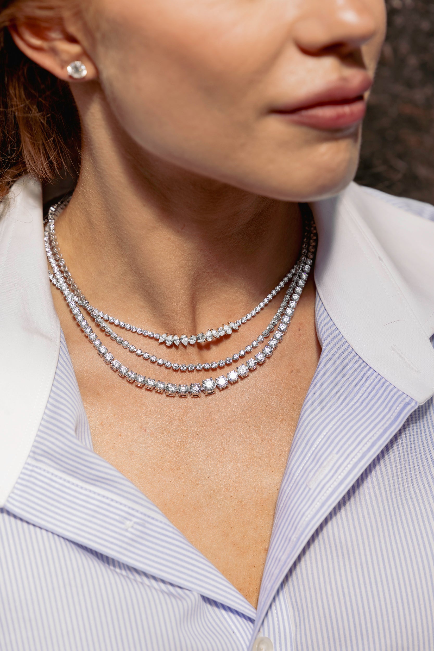 4 CT.T.W. Illusion Set Diamond Tennis Necklace in 14K White Gold