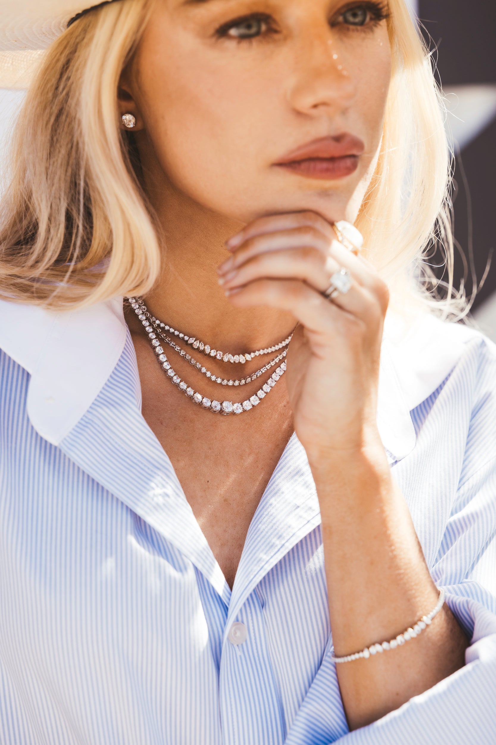 Graduated Lab Grown Diamond Tennis Necklace in 14K Gold