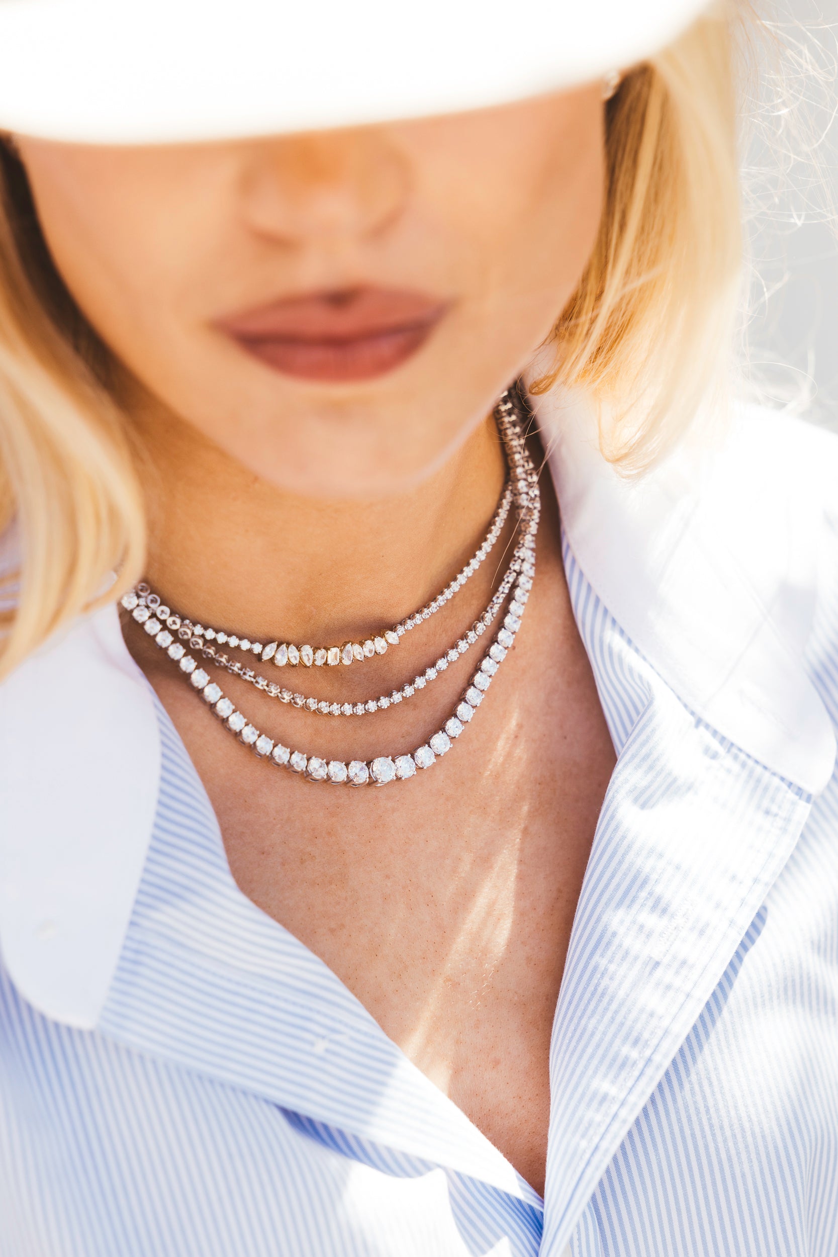 Graduated Lab Grown Diamond Tennis Necklace in 14K Gold