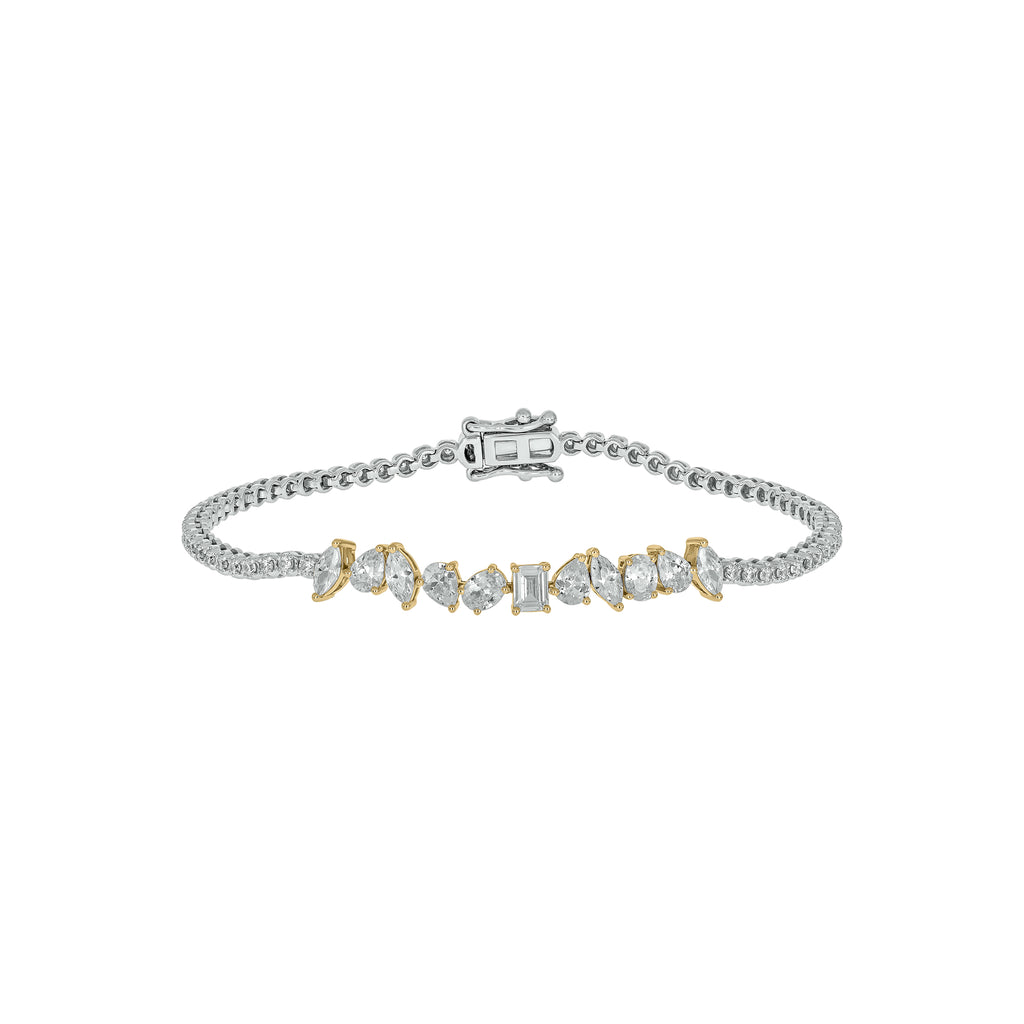 2.5 CT.T.W. Alternating Fancy Shaped Lab Grown Diamond Tennis Bracelet in 14K Gold