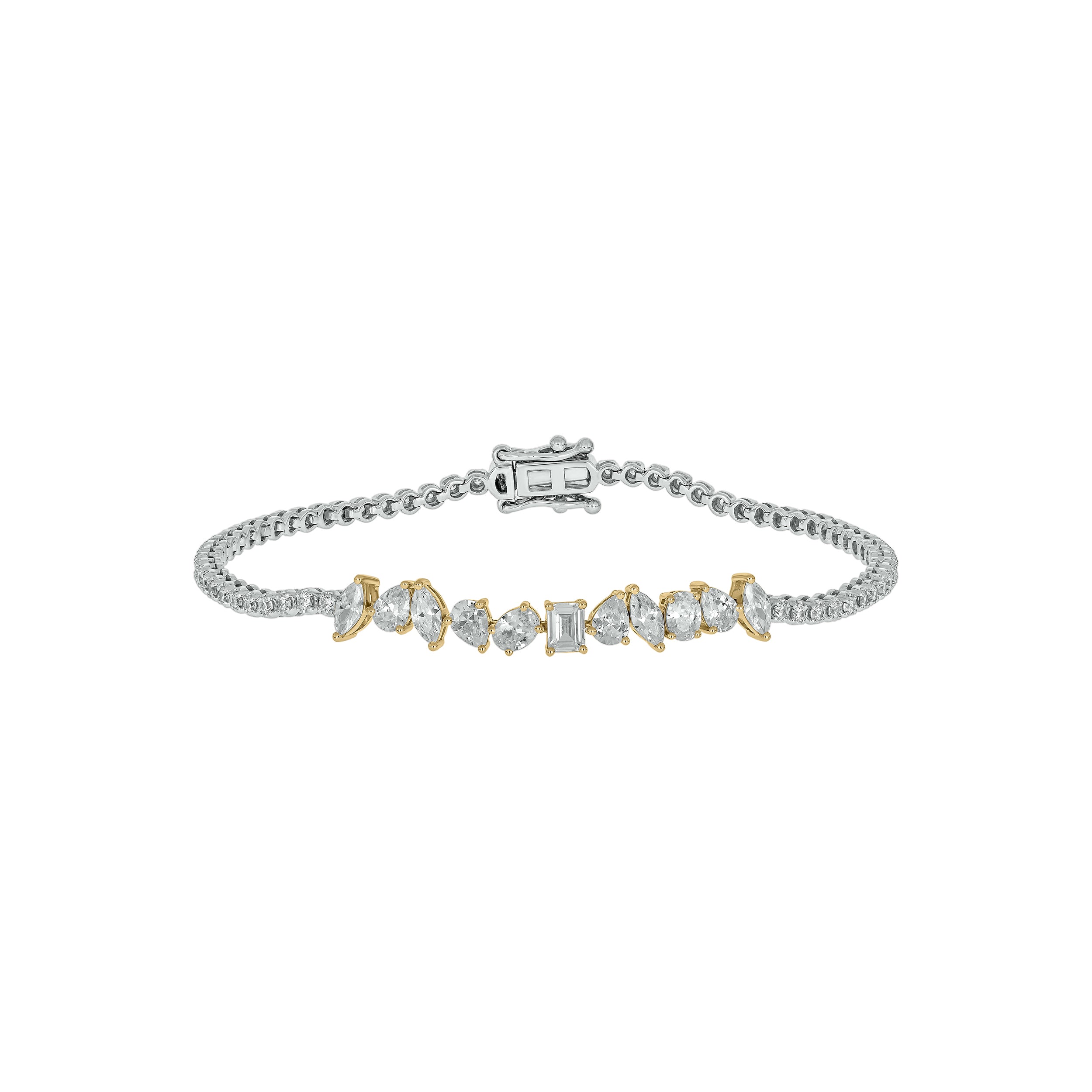 2.5 CT.T.W. Alternating Fancy Shaped Lab Grown Diamond Tennis Bracelet in 14K Gold
