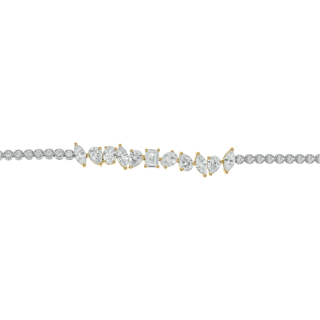 2.5 CT.T.W. Alternating Fancy Shaped Lab Grown Diamond Tennis Bracelet in 14K Gold