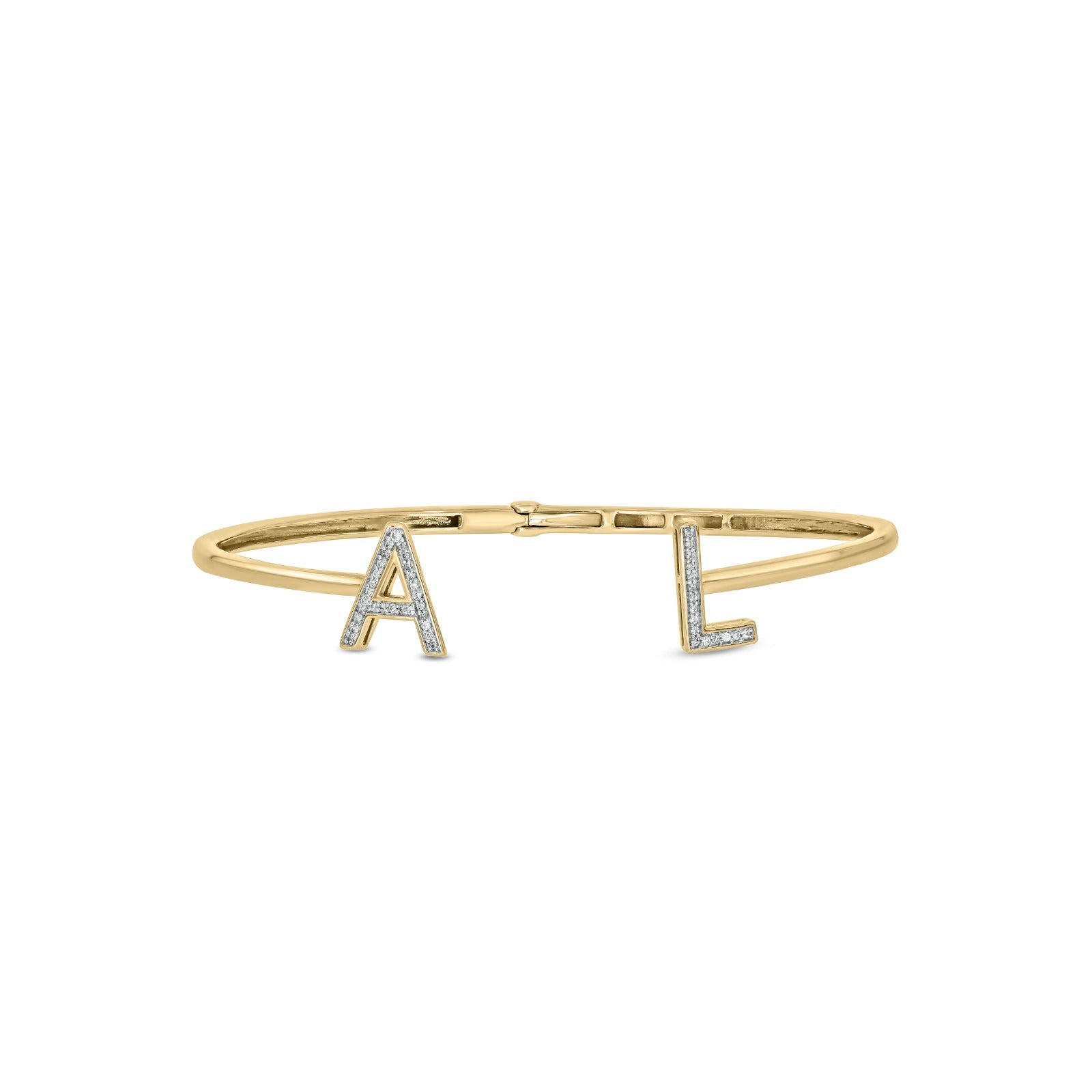 Main Image - Diamond two-initial fashion bangle bracelet 14k gold