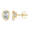 2 CT.T.W. Lab Grown Elongated Cushion Cut Diamond Bezel Set Solitaire Stud Earrings in 14K Gold