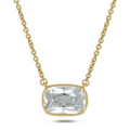 2 CT.T.W. Lab Grown Elongated Cushion Cut Diamond Bezel Set Solitaire Necklace in 14K Gold