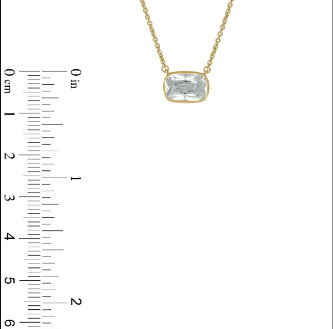 2 CT.T.W. Lab Grown Elongated Cushion Cut Diamond Bezel Set Solitaire Necklace in 14K Gold