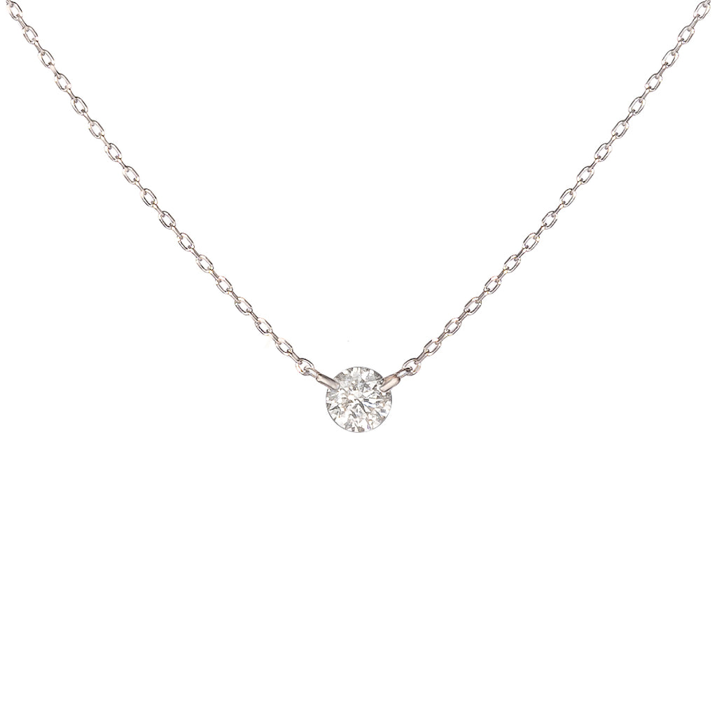 0.10 CT.T.W. Floating Diamond Solitaire Necklace in 18K Gold