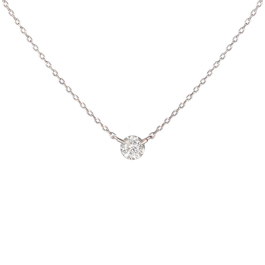 0.10 CT.T.W. Floating Diamond Solitaire Necklace in 18K White Gold