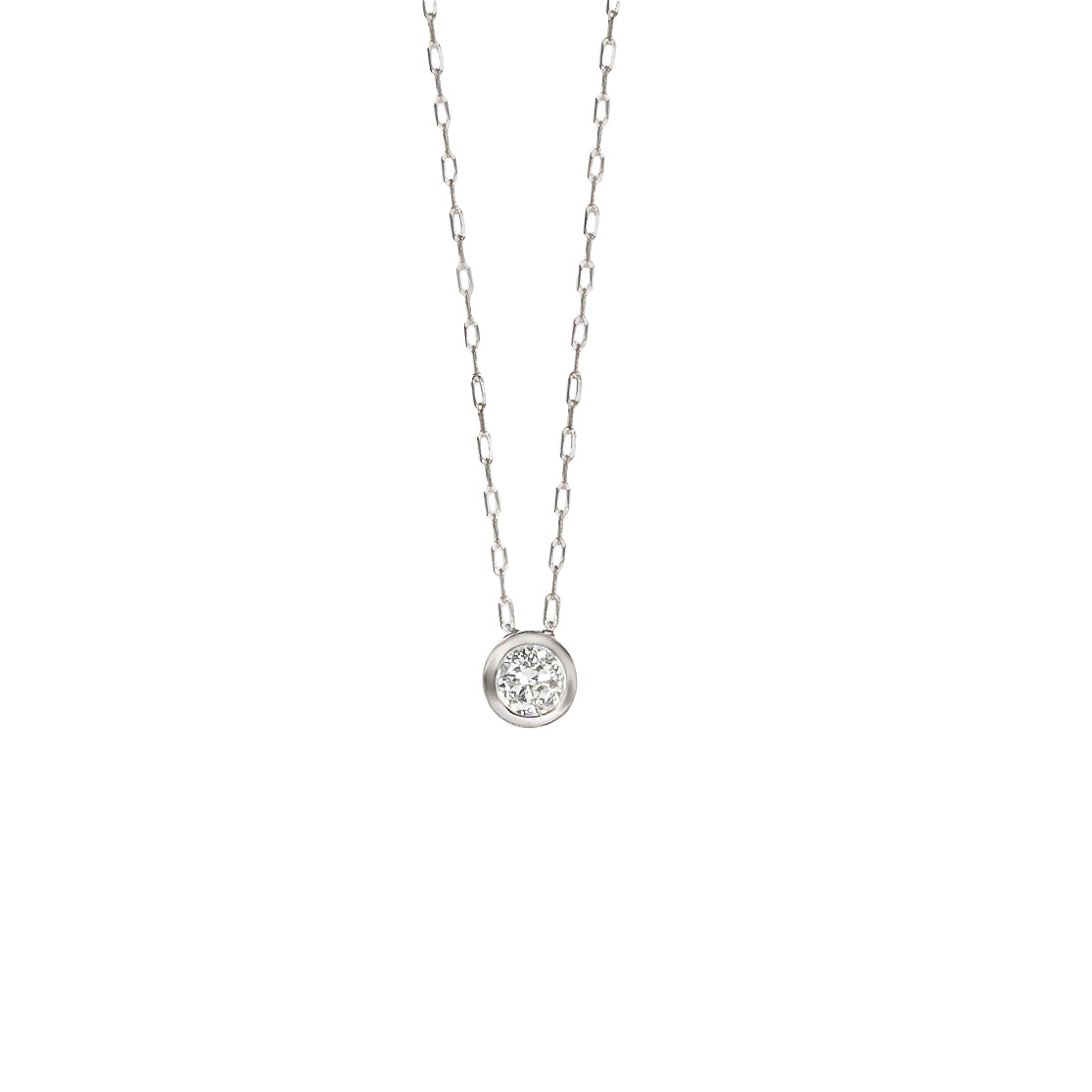 0.07 CT. Round Bezel Set Diamond Solitaire Necklace in 18k Gold