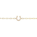 Diamond Accent Horseshoe Paperclip Chain Bracelet in 14K Gold