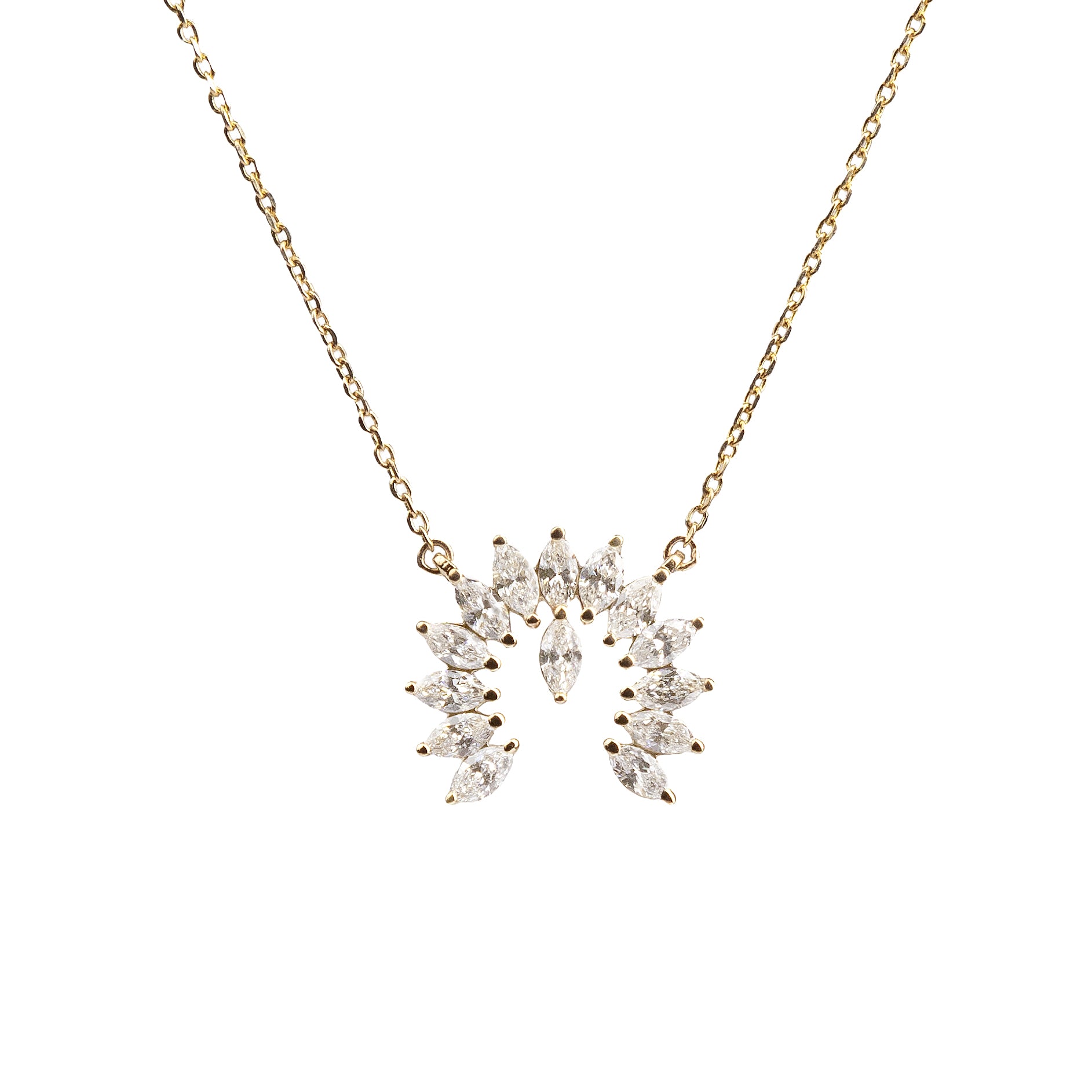 0.56 CT. TW. Lab Grown Marquis Shaped Diamond Naja Necklace in 14K Gold