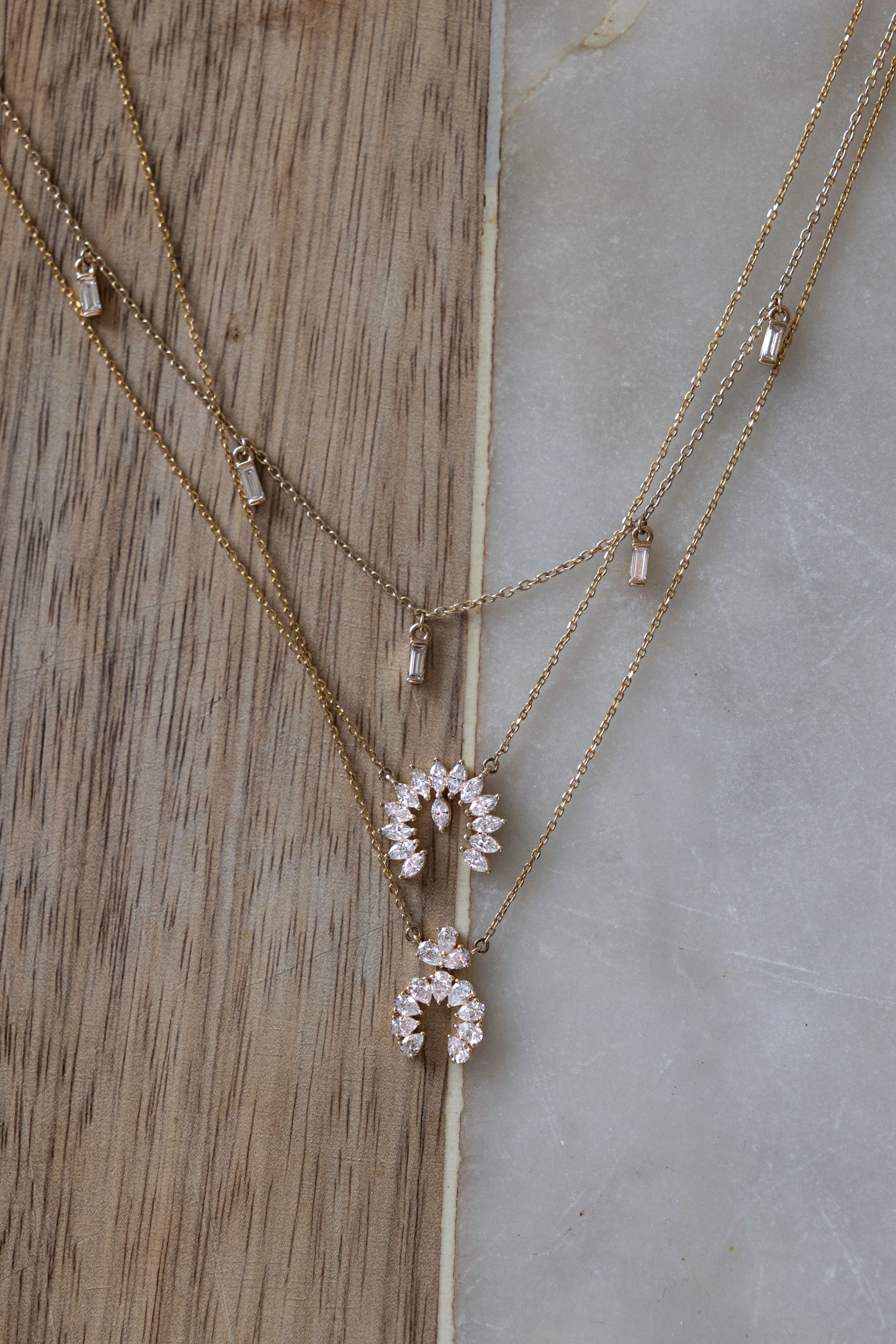 0.56 CT. TW. Lab Grown Marquis Shaped Diamond Naja Necklace in 14K Gold