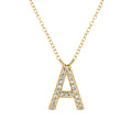Letter A  Yellow Gold Diamond Accent Initial Necklace 14k