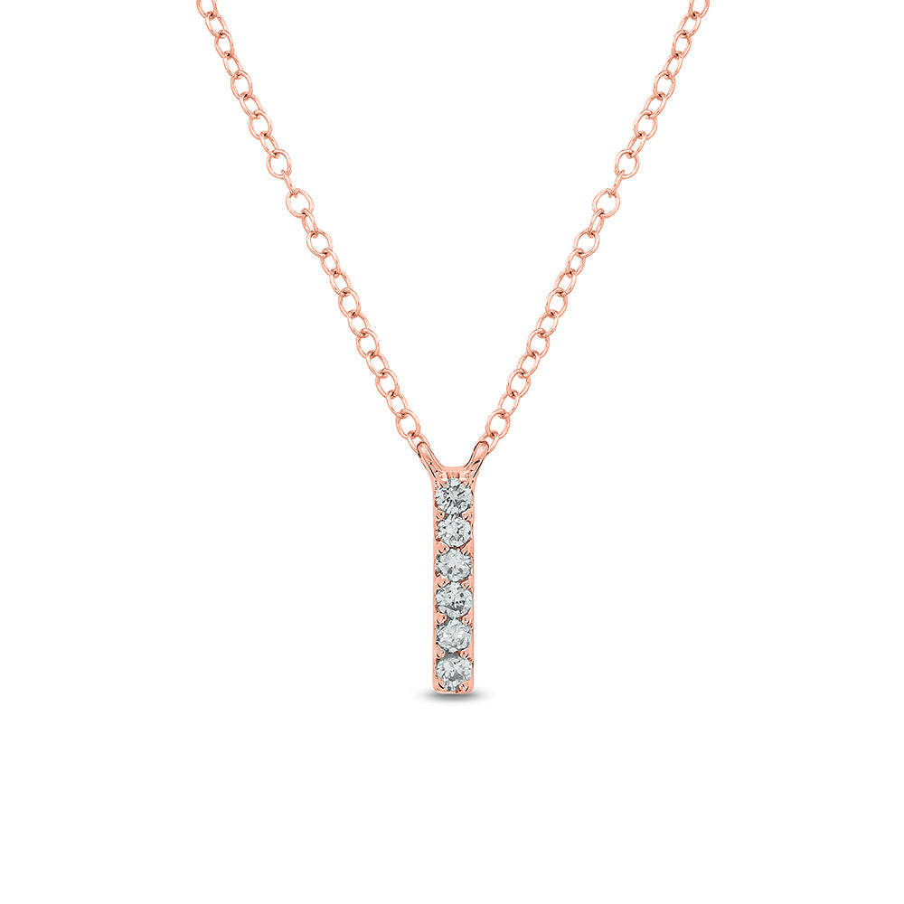 Letter I Rose Gold Diamond Accent Initial Necklace 14k