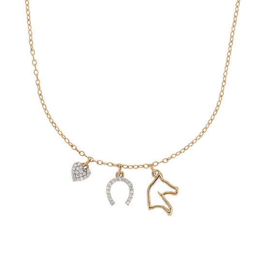 Main Image - Equestrian Horseshoe Heart Diamond Charm Necklace