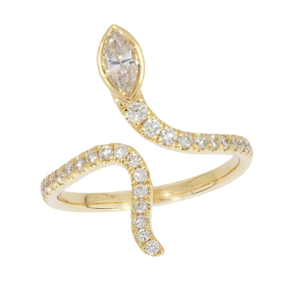 Don't Tread on Me 3/4 CT. T.W. Lab Grown Diamond Snake Ring in 14K Yellow Gold