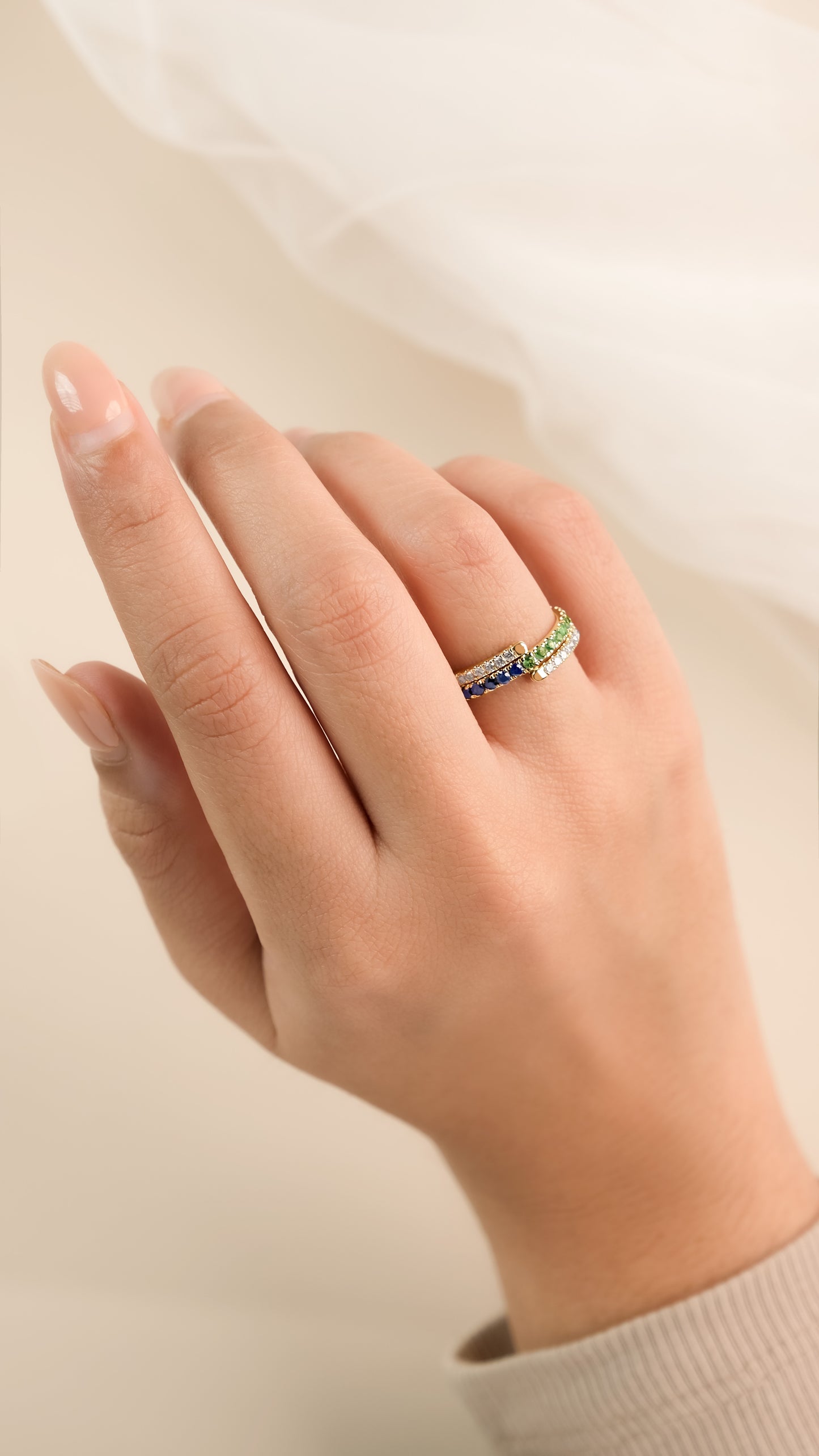 1/2 CT. T.W. Lab Created Diamond Band & Gemstone Versatile Flip Birthstone Ring in 14K Gold