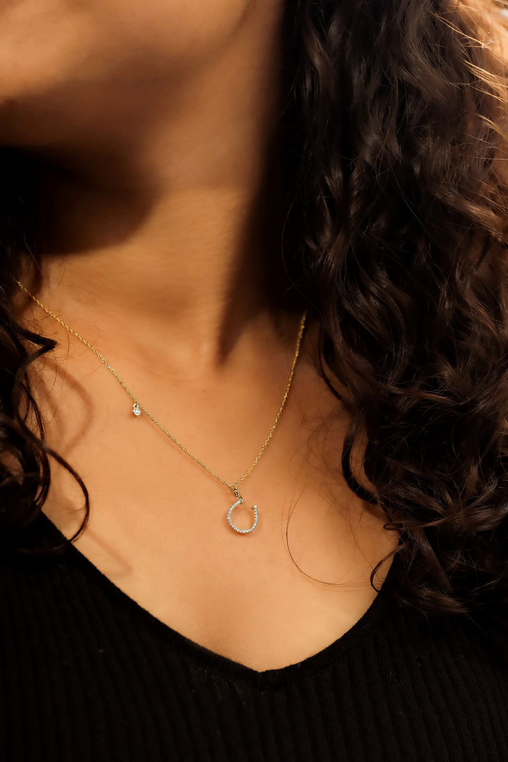 Lifestyle Image - Dainty Diamond Horseshoe Necklace