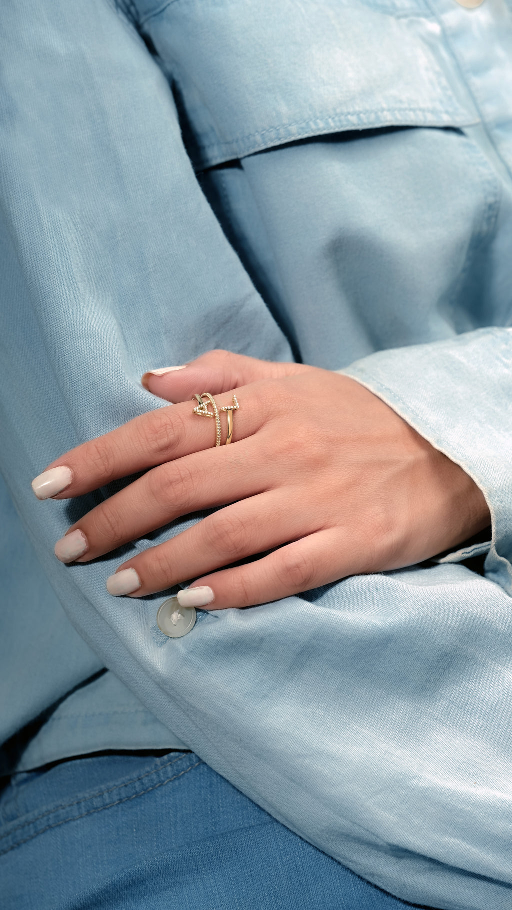 Model Image - Two-Initial Personalized Diamond Wrap Ring 14k Gold