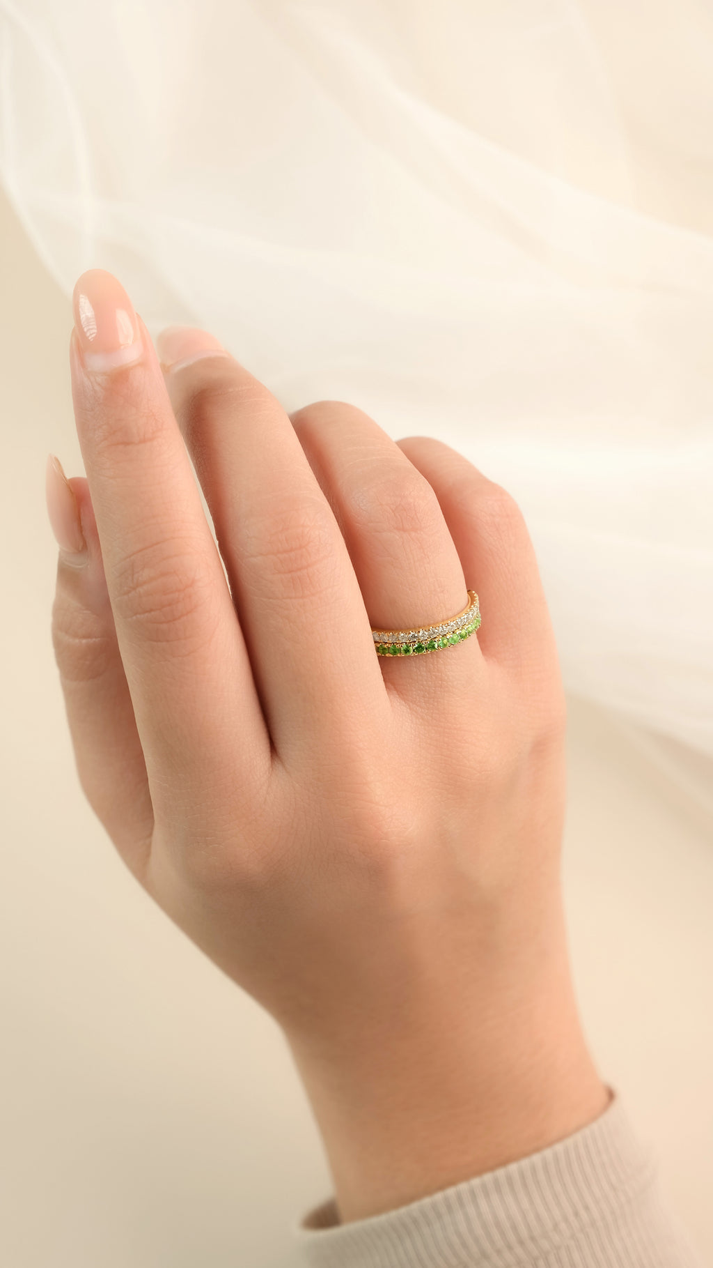 1/2 CT. T.W. Lab Created Diamond Band & Gemstone Versatile Flip Birthstone Ring in 14K Gold