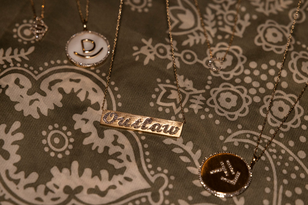 The Lee Medallion Personalized 14k Gold and Diamond Cattle Brand Pendant With Diamond Edge (DESIGN DEPOSIT ONLY)