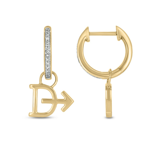 Custom Cattle Brand Charm Diamond Huggies