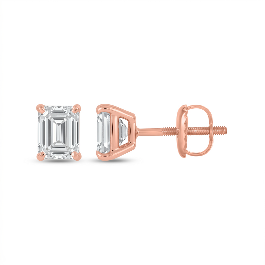 Emerald Cut Classic 4-Prong Lab Grown Diamond Studs