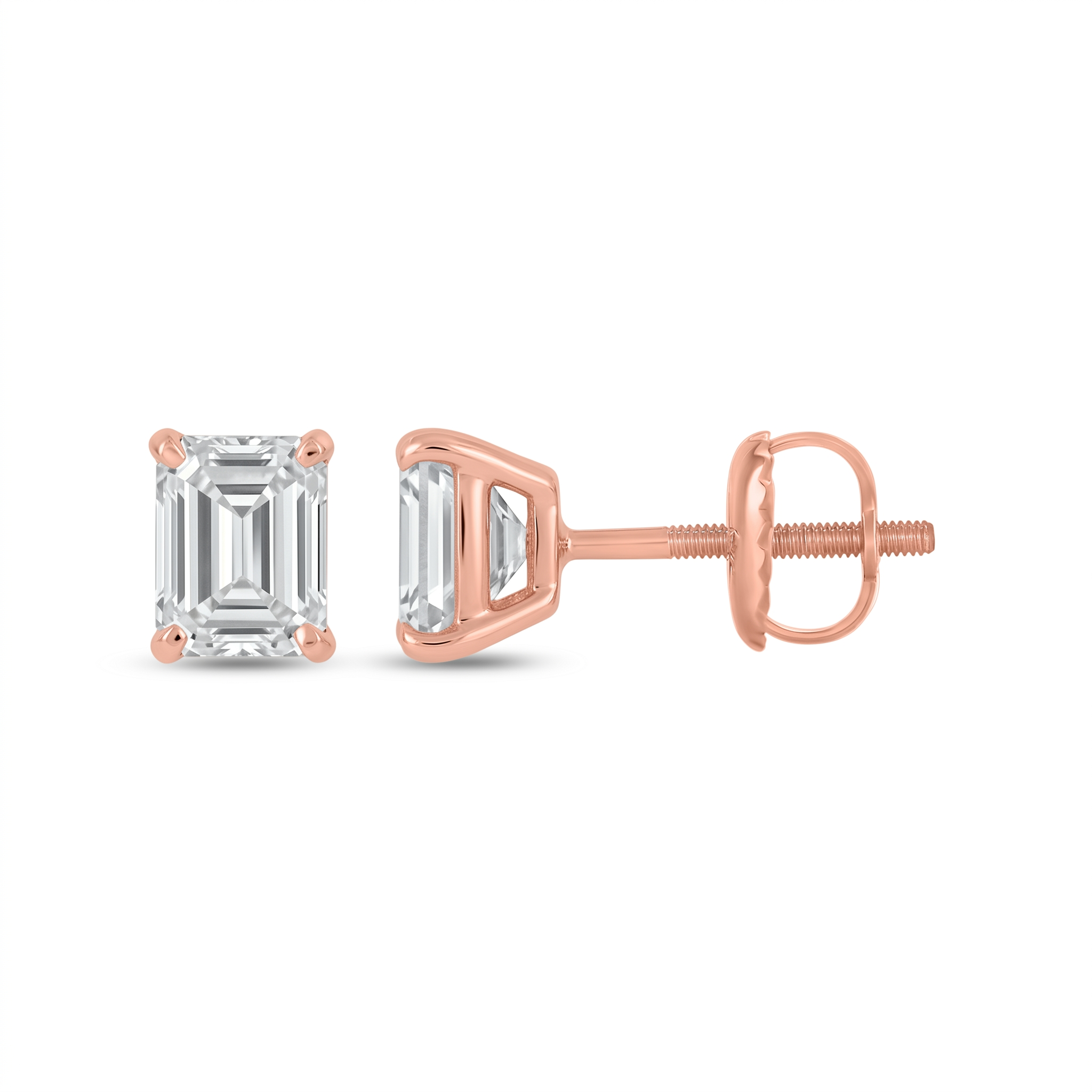 Emerald Cut Classic 4-Prong Lab Grown Diamond Studs