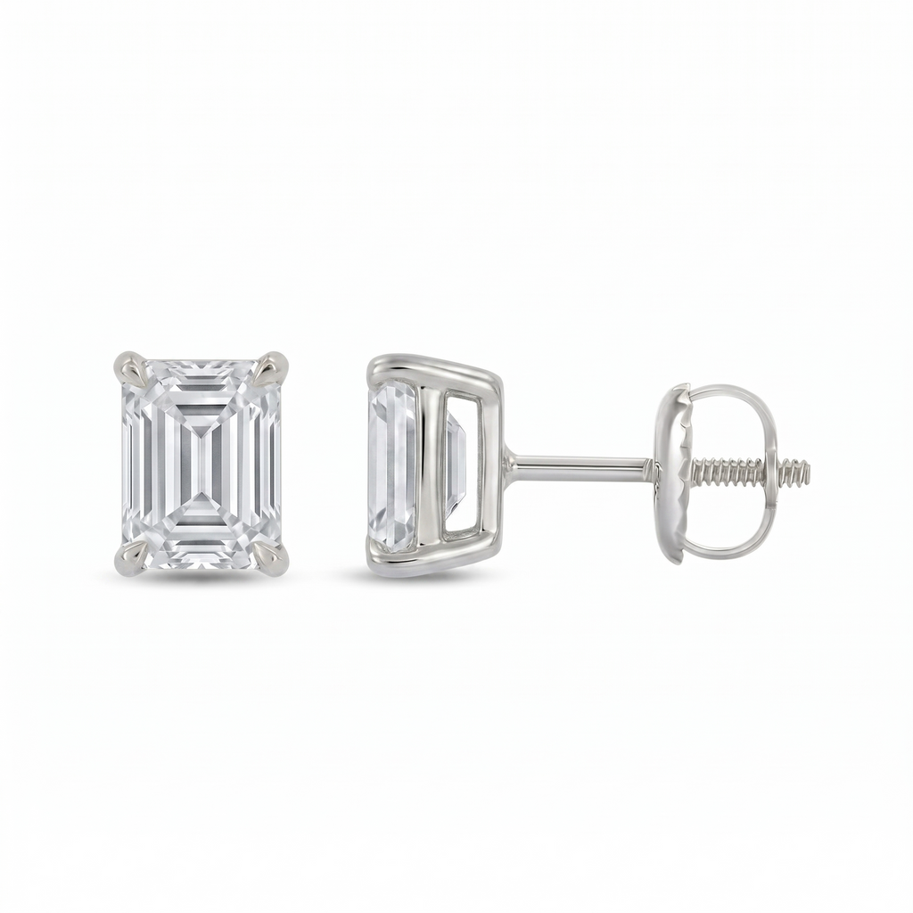 Emerald Cut Classic 4-Prong Lab Grown Diamond Studs
