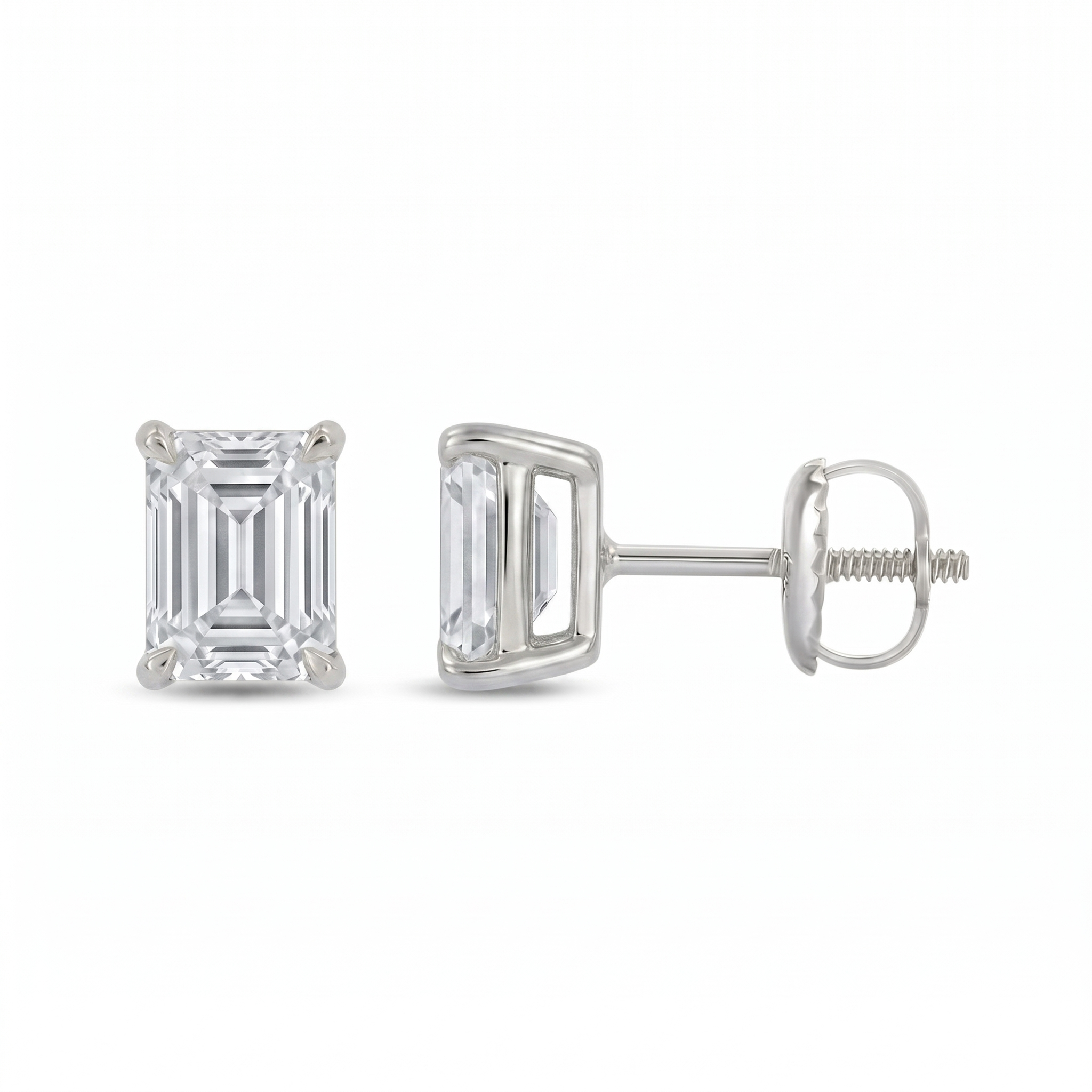 Emerald Cut Classic 4-Prong Lab Grown Diamond Studs