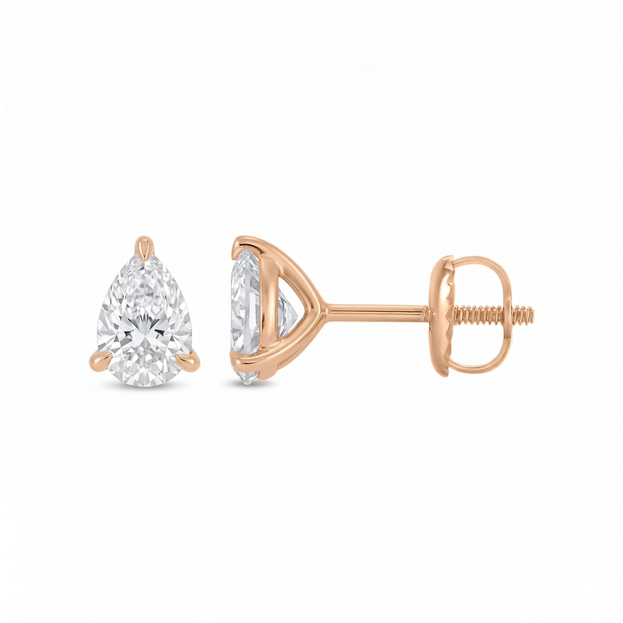 Pear Shaped Classic 3-Prong Lab Grown Diamond Studs
